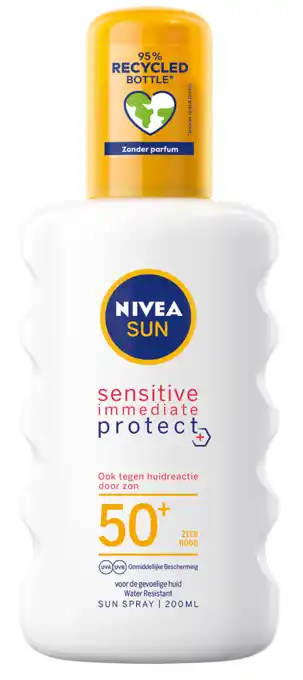 De Online Drogist Nivea sun sensitive immediate protect zonnespray spf50+ 200ml aanbieding