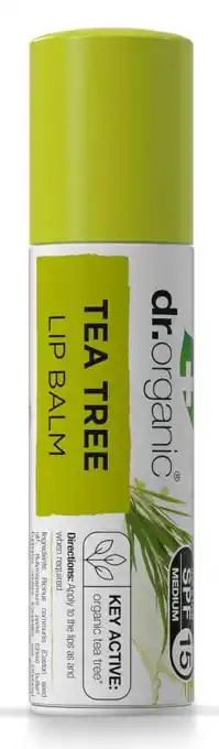De Online Drogist Dr organic teatree lipbalm f15 5.7ml aanbieding