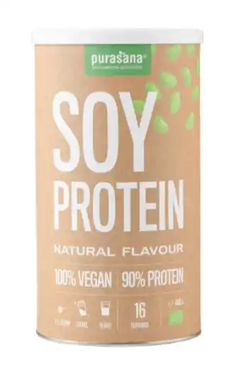 De Online Drogist Purasana vegan protein poeder mix soja natuur 400gr aanbieding