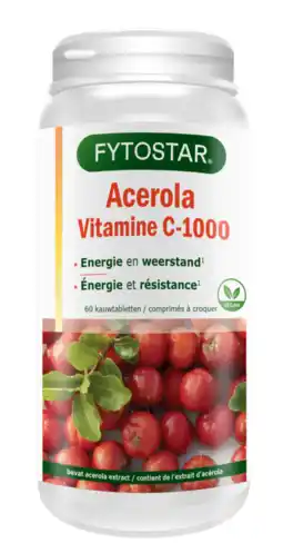 De Online Drogist Fytostar vitamine c-1000 acerola kauwtabletten 60tb aanbieding