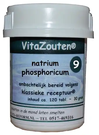 De Online Drogist Vita reform van der snoek vita reform vitazouten nr. 9 natrium phosphoricum 120tb aanbieding