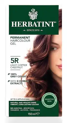 De Online Drogist Herbatint haarverft gel - 5r lichtkoper kastanje 150ml aanbieding