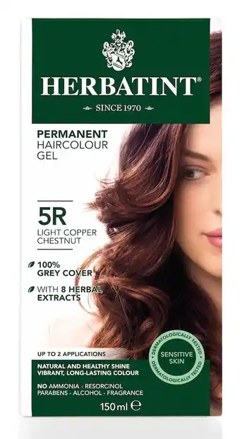 De Online Drogist Herbatint haarverft gel - 5r lichtkoper kastanje 150ml aanbieding