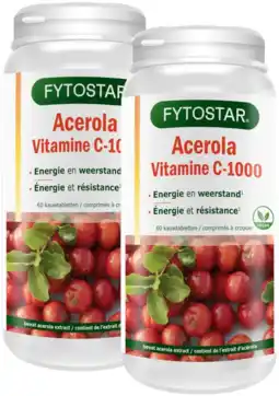 De Online Drogist Fytostar vitamine c-1000 acerola kauwtabletten - duoverpakking 2x60tb aanbieding
