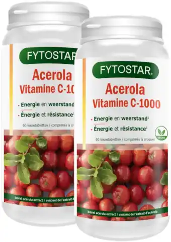 De Online Drogist Fytostar vitamine c-1000 acerola kauwtabletten - duoverpakking 2x60tb aanbieding