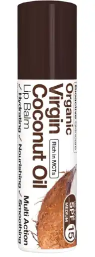 De Online Drogist Dr organic virgin coconut oil lipbalm spf15 5.7ml aanbieding