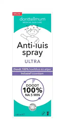 De Online Drogist Donttellmum anti-luis spray ultra 120ml aanbieding