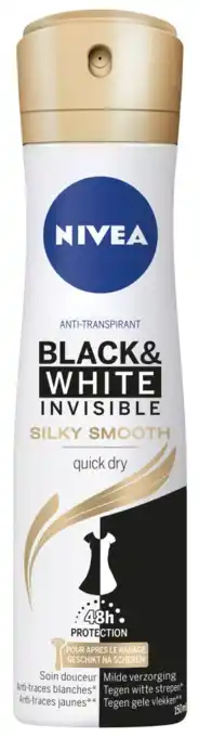 De Online Drogist Nivea black & white silky smooth deodorant spray 150ml aanbieding