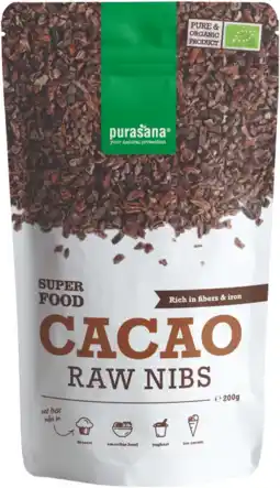 De Online Drogist Purasana cacao raw nibs 200gr aanbieding
