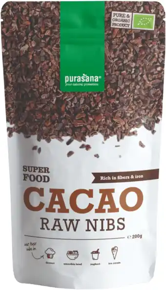 De Online Drogist Purasana cacao raw nibs 200gr aanbieding