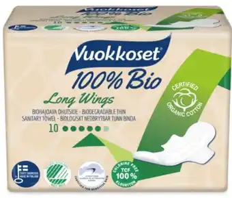 De Online Drogist Vuokkoset maandverband long wings bio 10st aanbieding