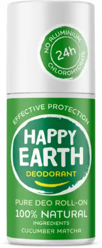 De Online Drogist Happy earth 100% natuurlijke deo roll-on cucumber matcha 75ml aanbieding