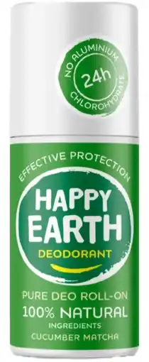 De Online Drogist Happy earth 100% natuurlijke deo roll-on cucumber matcha 75ml aanbieding