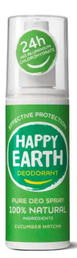 De Online Drogist Happy earth happy earth 100% natuurlijke deo spray cucumber matcha 100ml aanbieding