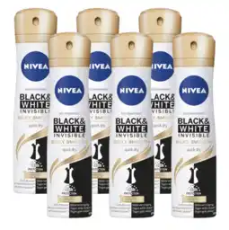 De Online Drogist Nivea black & white silky smooth deodorant spray voordeelverpakking 6x150ml aanbieding