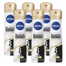De Online Drogist Nivea black & white silky smooth deodorant spray voordeelverpakking 6x150ml aanbieding