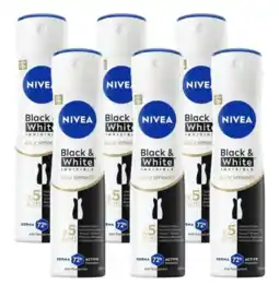 De Online Drogist Nivea black & white silky smooth deodorant spray voordeelverpakking 6x150ml aanbieding