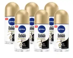 De Online Drogist Nivea black & white silky smooth deodorant roller voordeelverpakking 6x50ml aanbieding