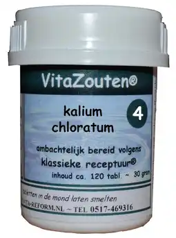 De Online Drogist Vita reform van der snoek vita reform vitazouten nr. 4 kalium chloratum muriaticum 120tb aanbieding