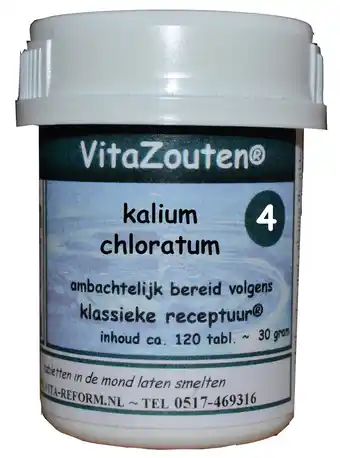 De Online Drogist Vita reform van der snoek vita reform vitazouten nr. 4 kalium chloratum muriaticum 120tb aanbieding