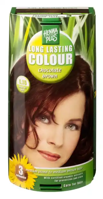 De Online Drogist Hennaplus 5.35 chocolate brown long lasting colours 100ml aanbieding