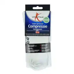 De Online Drogist Lucovitaal koper geweven compressie steun sokken wit 42-47 1pr aanbieding