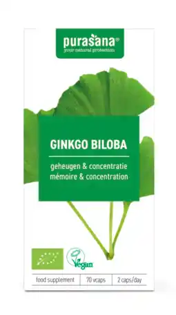 De Online Drogist Purasana ginkgo biloba capsules 70vcp aanbieding