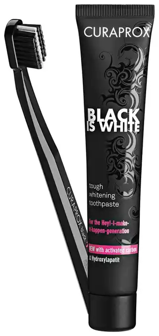 De Online Drogist Curaprox tandpasta & tandenborstel black is white 90ml aanbieding