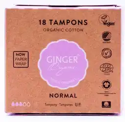 De Online Drogist Ginger organic tampons normal 18st aanbieding