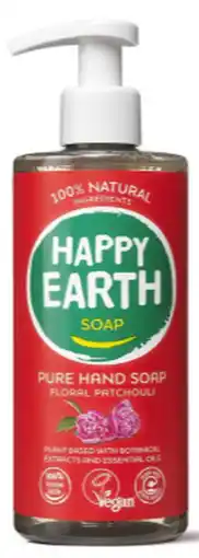 De Online Drogist Happy earth pure hand soap floral patchouli 300ml aanbieding