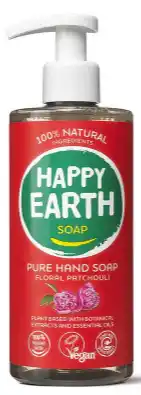De Online Drogist Happy earth pure hand soap floral patchouli 300ml aanbieding