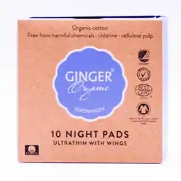 De Online Drogist Ginger organic maandverband ultradun night 10st aanbieding