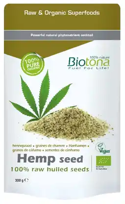 De Online Drogist Biotona 100% raw gepeld hennepzaad 300gr aanbieding