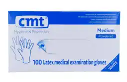 De Online Drogist Cmt handschoenen latex gepoederd naturel 100st aanbieding