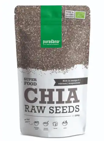 De Online Drogist Purasana chia raw seeds 200gr aanbieding