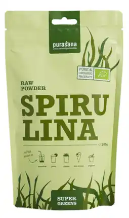 De Online Drogist Purasana raw powder spirulina 200gr aanbieding