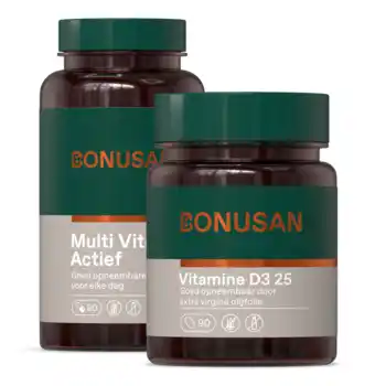 De Online Drogist Bonusan multi vital forte actief + vitamine d3 25mcg/1000 ie - combiset 2 stuks aanbieding