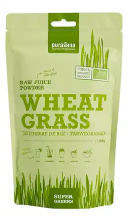 De Online Drogist Purasana wheat grass juice raw powder 200gr aanbieding