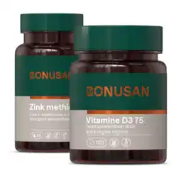 De Online Drogist Bonusan zinkmethionine 15mg + vitamine d3 75mcg 3000ie - combiset 2 stuks aanbieding