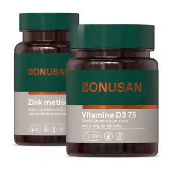 De Online Drogist Bonusan zinkmethionine 15mg + vitamine d3 75mcg 3000ie - combiset 2 stuks aanbieding