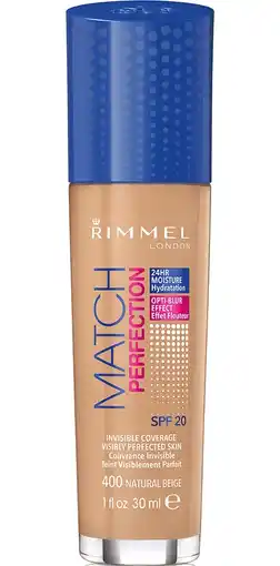 De Online Drogist Rimmel london foundation match perfection 400 natural beige 30ml aanbieding