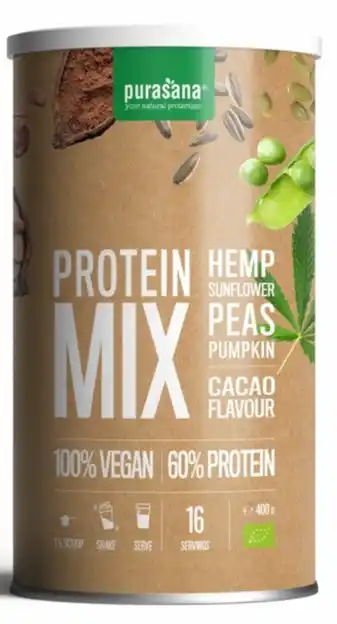 De Online Drogist Purasana protein mix cacao 400gr aanbieding