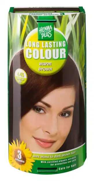 De Online Drogist Hennaplus 4.45 warm brown long lasting colours 100ml aanbieding