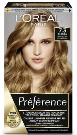 De Online Drogist L'oréal paris preference 7.3 florida goudblond 174ml aanbieding