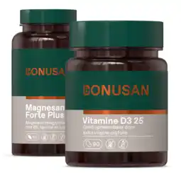 De Online Drogist Bonusan magnesan forte plus + vitamine d3 25mcg/1000 ie combiset 2 stuks aanbieding