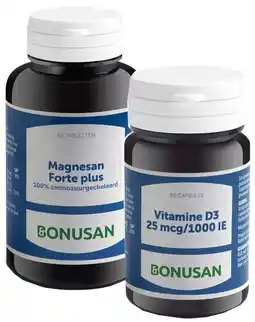 De Online Drogist Bonusan magnesan forte plus + vitamine d3 25mcg/1000 ie combiset 2 stuks aanbieding