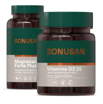 De Online Drogist Bonusan magnesan forte plus + vitamine d3 25mcg/1000 ie combiset 2 stuks aanbieding