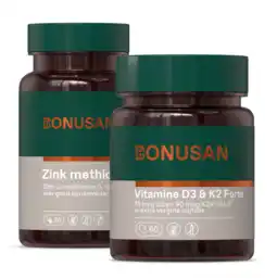 De Online Drogist Bonusan zinkmethionine + vit d3 & k2 - combiset 2 stuks aanbieding
