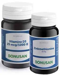 De Online Drogist Bonusan vitamine d3 25mcg/1000 ie + zinkmethionine 15mg combiset 2 stuks aanbieding