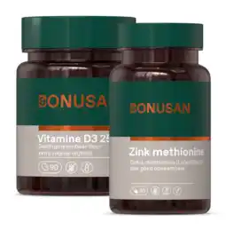 De Online Drogist Bonusan vitamine d3 25mcg/1000 ie + zinkmethionine 15mg combiset 2 stuks aanbieding